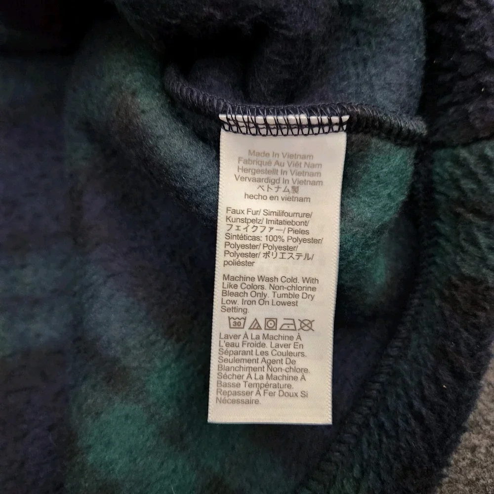 J. Crew Mens XL Green Navy‎ Blackwatch Plaid Quarter Zip Fleece Jacket Heritage